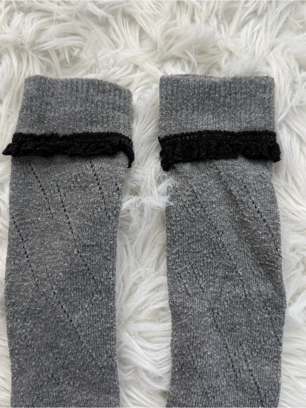 Preschool/Little Girl Gray Knee-High Socks with Button Detail